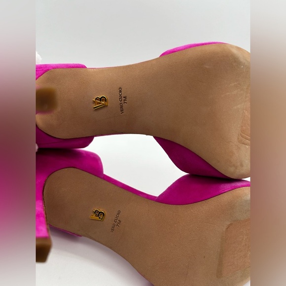 Veronica Beard Gadot Suede Peep Toe Pumps in Fuschia Size 7 US Floor Model $395 - Picture 8 of 11